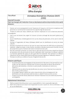 Fiche de poste Animateur-rice d'actions