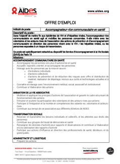 offre emploi CDD Paris Accompagnateur communautaire santé