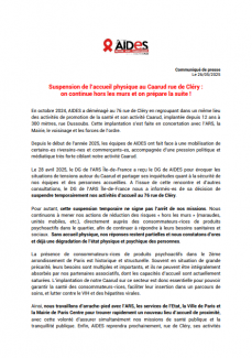 communiqué AIDES Caarud rue Cléry