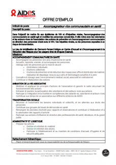 offre emploi CDI Clermont Ferrand Accompagnateur communautaire santé