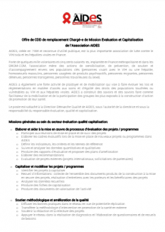 offre CDD chargé-e de mission Evaluation et Capitalisation